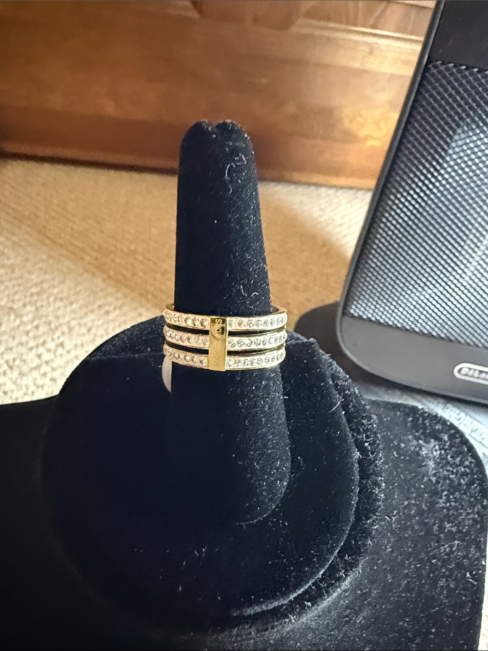 Gold-Tone Triple Band Crystal Ring - Women's Jewelry